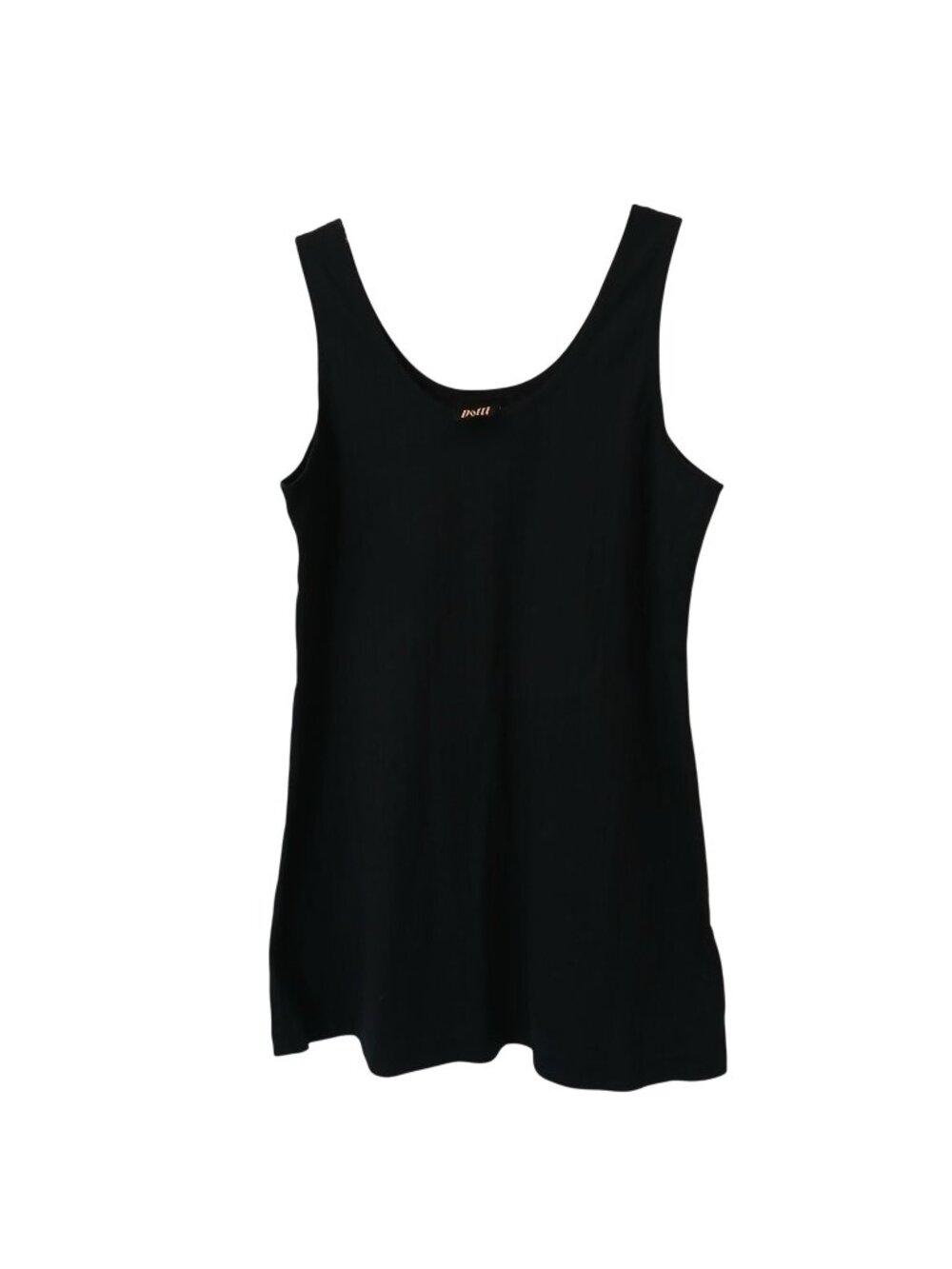 Dotti Black Sleeveless Size Large Tank Dress / Coverup Cotton Blend Ribbed #D-20